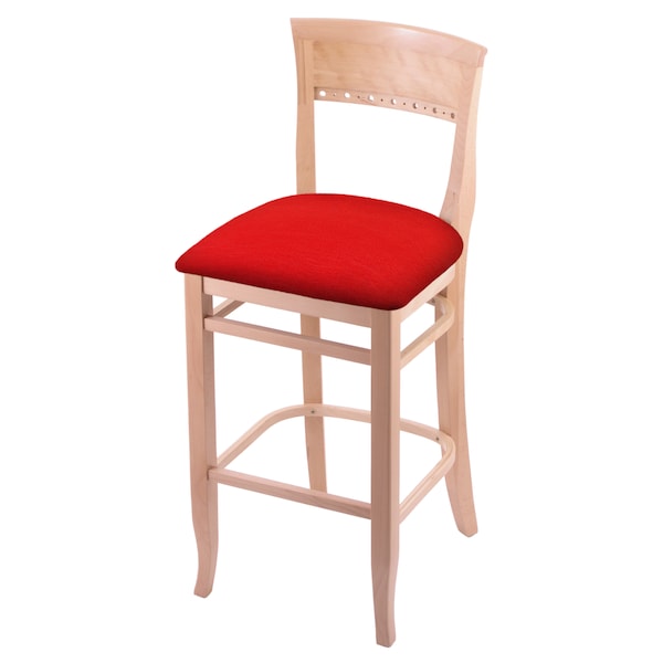 25" Counter Stool, Natural Finish, Canter Red Seat
